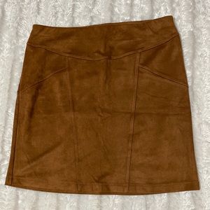 Faux suede skirt bodycon tan skirt stretchy size S
